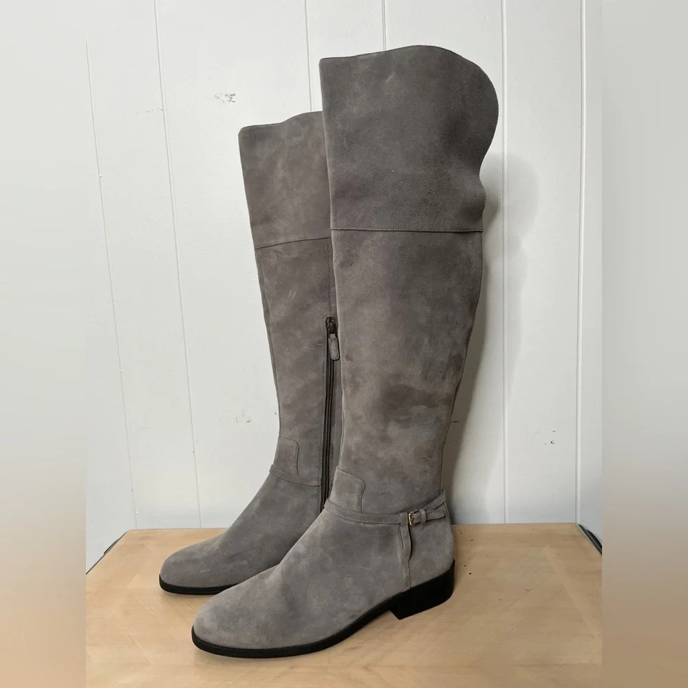 Cole Haan Valentia Gray Suede Over the Knee Boots Women's 11 Low Heel - Picture 1 of 13